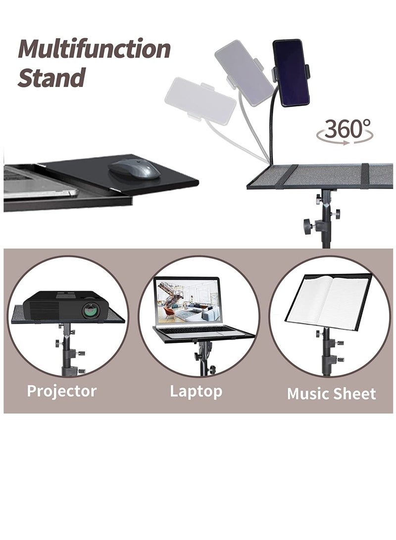 GENNEXT Universal Workstation Projector Tripod Stand with Wheels, Phone Holder [Adjustable Height upto 61” Tiltable 180 Degrees] Rolling Laptop Desk Tripod For Stage, Studio - Image 2