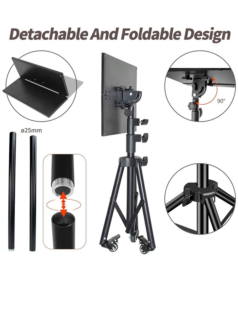 GENNEXT Universal Workstation Projector Tripod Stand with Wheels, Phone Holder [Adjustable Height upto 61” Tiltable 180 Degrees] Rolling Laptop Desk Tripod For Stage, Studio - Image 3