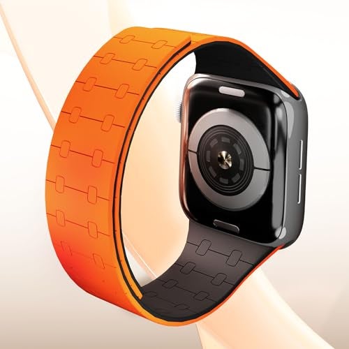 DailyObjects Mag Grip Loop Watch Strap Compatible with Apple Watch Series 9/8/7 (45mm) | Series SE2/6/SE/5/4 (44mm) | Series10 46mm | Ultra/Ultra 2 Neon Orange -Watch Not Included - Image 3