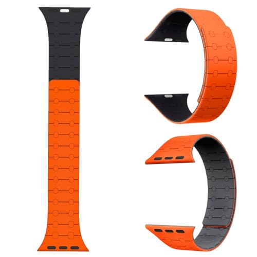 DailyObjects Mag Grip Loop Watch Strap Compatible with Apple Watch Series 9/8/7 (45mm) | Series SE2/6/SE/5/4 (44mm) | Series10 46mm | Ultra/Ultra 2 Neon Orange -Watch Not Included - Image 4