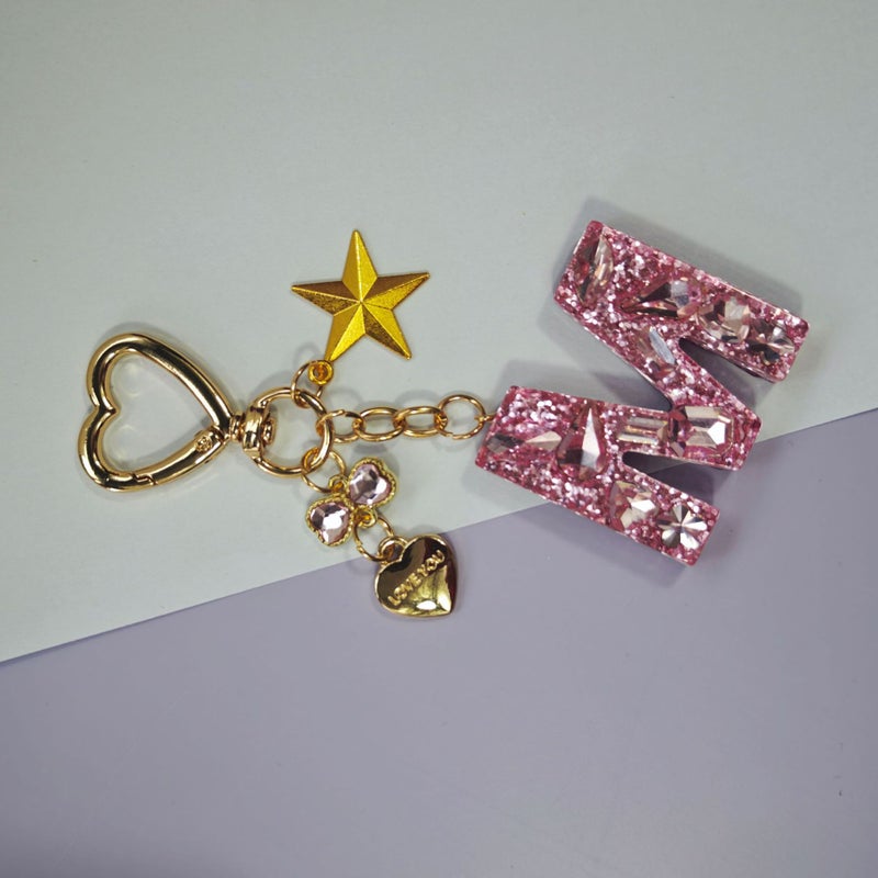 Initial English Keychain Star Accessories Love Butterfly Keychain Pink Purple Women''s Bag Pendant - Image 5