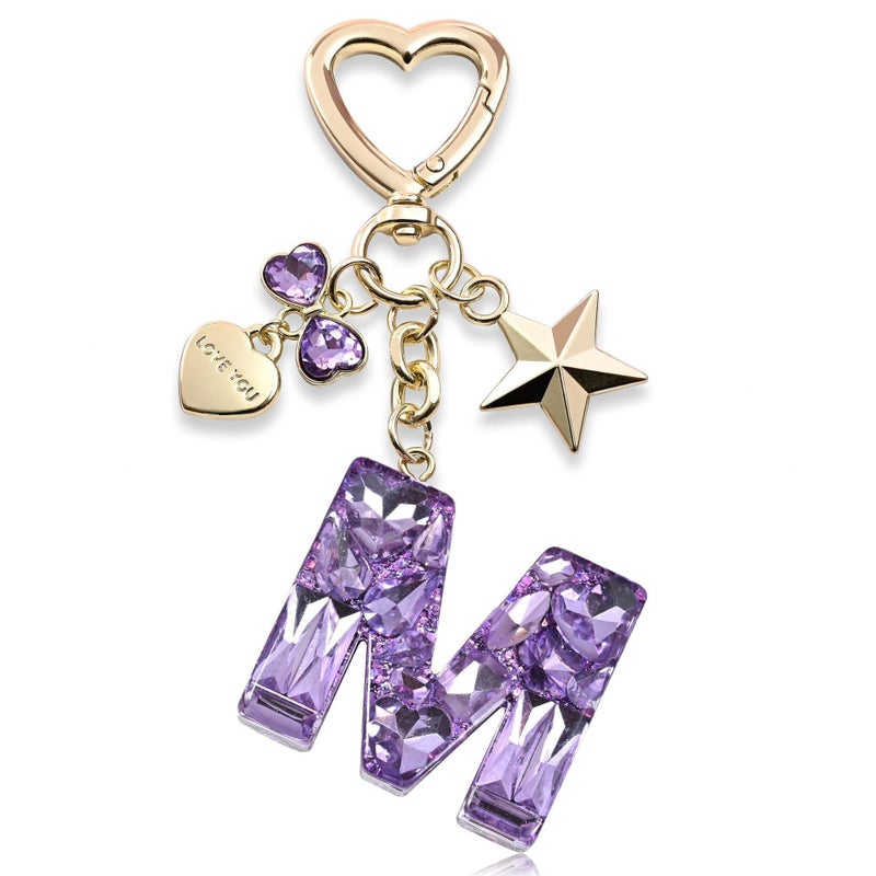 Initial English Keychain Star Accessories Love Butterfly Keychain Pink Purple Women''s Bag Pendant - Image 2