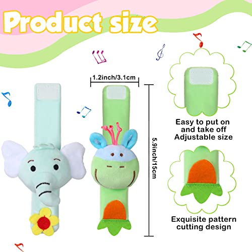 Jerify 4 Pcs Baby Wrist Rattles Animal Pattern Newborn Rattle Wrist Foot Toy for Babies Boy Girl Infant Birthday Gifts Educational Toys, 4 Designs - Image 4