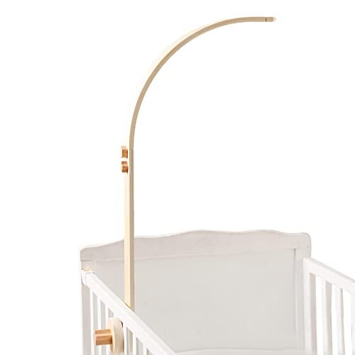 let's make Baby Crib Mobile Arm - Wooden Baby Mobile Crib Holder for Hanging Baby Crib Attachment for Nursery Decor (Curved Structural Arm) - Image 1