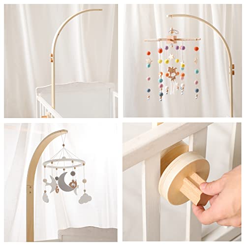 let's make Baby Crib Mobile Arm - Wooden Baby Mobile Crib Holder for Hanging Baby Crib Attachment for Nursery Decor (Curved Structural Arm) - Image 5