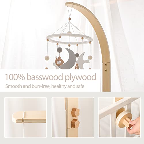 let's make Baby Crib Mobile Arm - Wooden Baby Mobile Crib Holder for Hanging Baby Crib Attachment for Nursery Decor (Curved Structural Arm) - Image 2