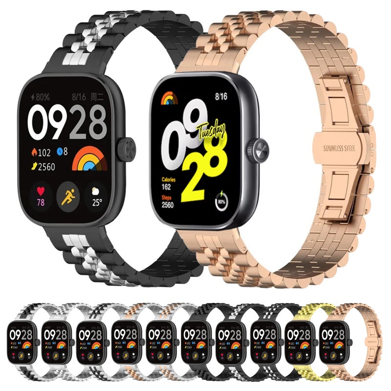 erorex For  Xiaomi Redmi Watch 4 Five-Bead Butterfly Buckle Metal Watch Band(Silver) - Image 2