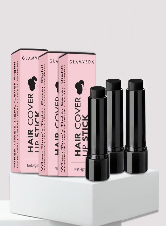 Glamveda Hair Touch-Up | Instant Hair Colour Stick (4gm Pack of 3) | Natural Hairline, Root Touch Up Helps Cover Grey Root | Highly Pigmented, Fuller & Denser Look | Long-Lasting Matte Finish (Black) - Image 1