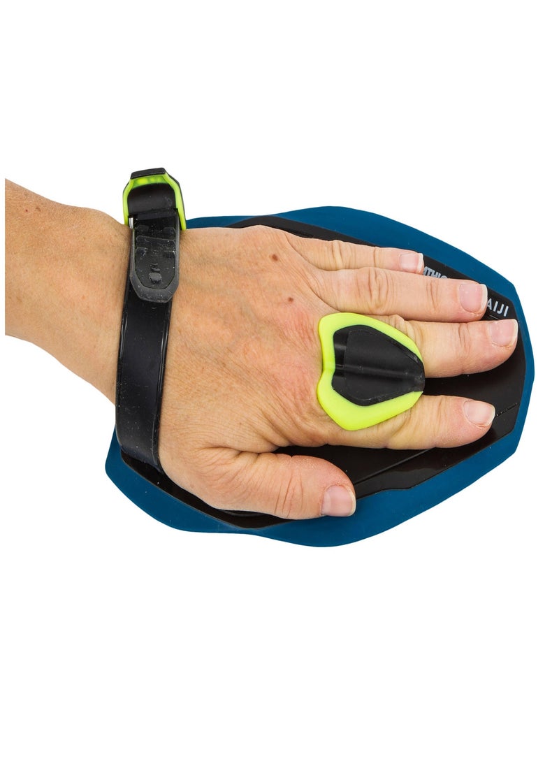 NABAIJI NABAIJI by DECATHLON, Swimming Hand Paddles Size M Black Yellow  - Image 2