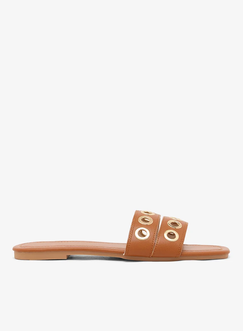 Metal Detail Flat Sandals