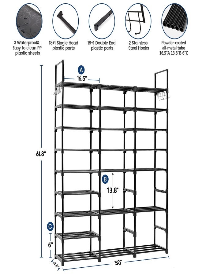 Mavivegue 9-Tier Metal Shoe Rack - Holds 50-55 Pairs, Tall Storage Shelf for Shoes, Boots, Entryway, Closet, Garage - Image 3