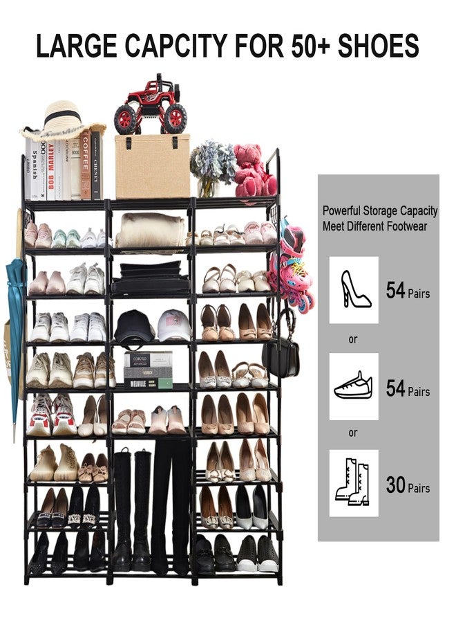 Mavivegue 9-Tier Metal Shoe Rack - Holds 50-55 Pairs, Tall Storage Shelf for Shoes, Boots, Entryway, Closet, Garage - Image 4