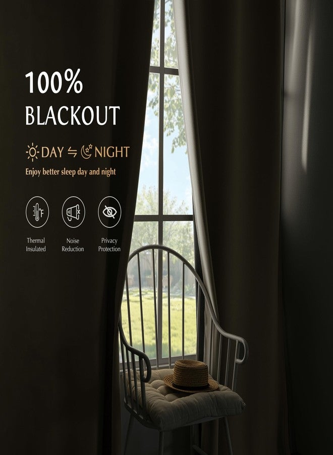 Beauoop 100% Blackout Window Curtain Panels 84 Inches Long Full Light Blocking Thermal Insulated Energy Saving Drapes for Living Room Grommet Top Window Treatment, 52x84 Inch, Champagne, 2 Panels - Image 2