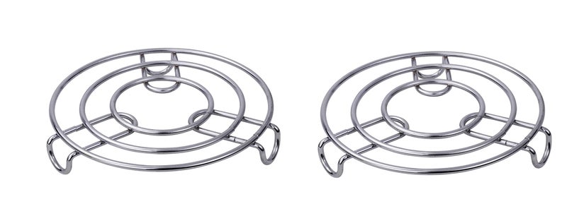 Petals Stainless Steel Round Trivet Table Ring Steaming Stand (17cms) - Pack of 2 - Image 5