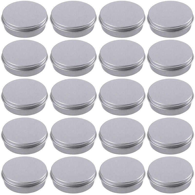 2 Ounce Aluminum Tin Jar Refillable Containers 60 ml Aluminum Screw Lid Round Tin Container Bottle for Cosmetic,Lip Balm, Cream, 24 Pack