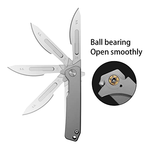 OLITANS T034 Folding scalpel knife, 2.9'' Titanium alloy handle, with 10pcs #24 Stainless Steel Blade, Outdoor EDC for Unpacking - Image 5