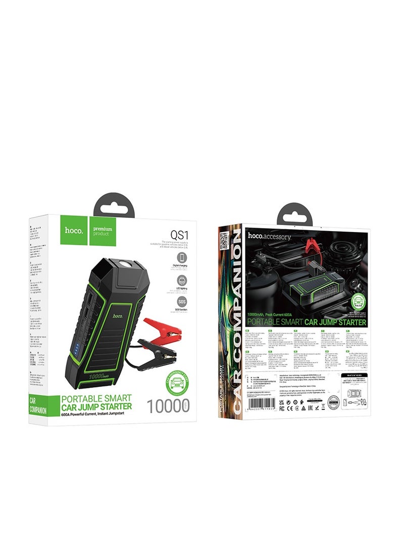 hoco. - QS1 Spring Car Emergency Start-Up Power Bank (10000mAh) – 12V Output, USB Charging, and Compact Design - Image 1