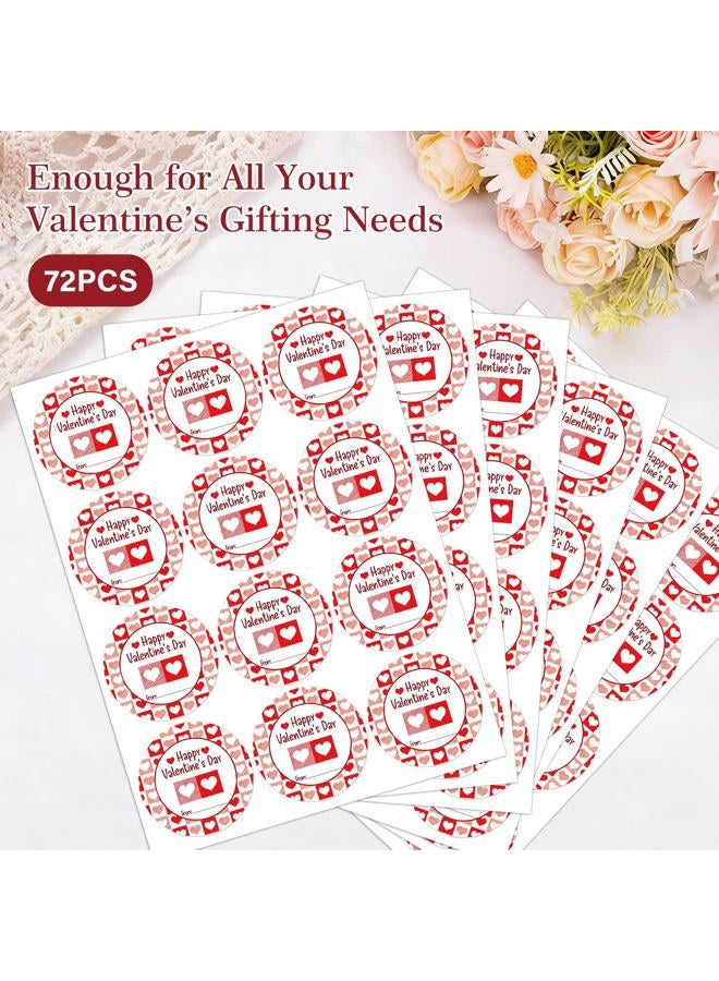 FaCraft 72PCS Happy Valentine's Day Stickers-Heart Stickers Valentines Day Gift Tags Valentine to from Labels Stickers Valentine's Sticker Envelopes Seal Boxes Cards Valentines Party Favor Decorations - Image 2