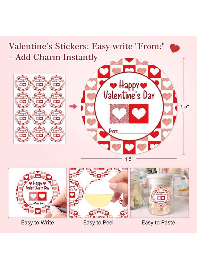 FaCraft 72PCS Happy Valentine's Day Stickers-Heart Stickers Valentines Day Gift Tags Valentine to from Labels Stickers Valentine's Sticker Envelopes Seal Boxes Cards Valentines Party Favor Decorations - Image 3