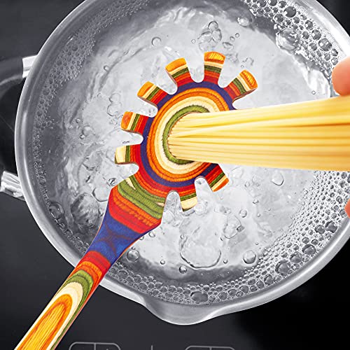 Totally Bamboo Baltique Marrakesh Collection Wooden Spaghetti Spoon – 12.5" Pasta Server with Teeth, Colorful Birch Wood Utensil for Portioning, Stirring & Serving Noodles - Image 4