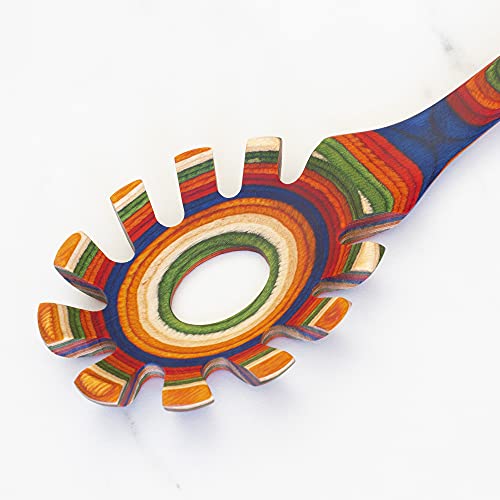 Totally Bamboo Baltique Marrakesh Collection Wooden Spaghetti Spoon – 12.5" Pasta Server with Teeth, Colorful Birch Wood Utensil for Portioning, Stirring & Serving Noodles - Image 5