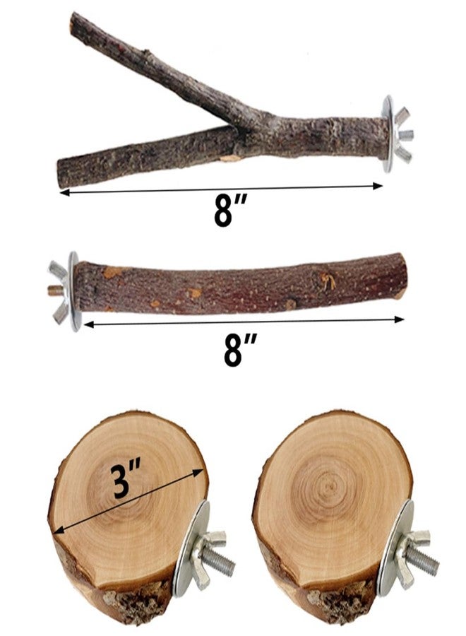 TANOMA 4PCS Natural Wood Bird Perches for Cage, Parrot Cage Perch Stand, Cage Accessories, Wooden Platform for Birds, Toys for Parakeets, Cockatiel, Budgie, Conure - Image 5