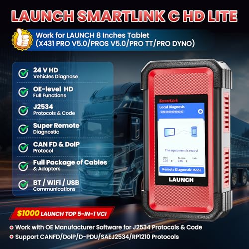 LAUNCH X431 SmartLink C V20 HD Lite Heavy Duty Diagnostic ModuleDiesel Scan Tool for 24V HD Trucks Commercial VehicleCANFDDOIPCompatible with 8inch Tablet X431 PRO V50PROS 50PRO TTDyno - Image 3