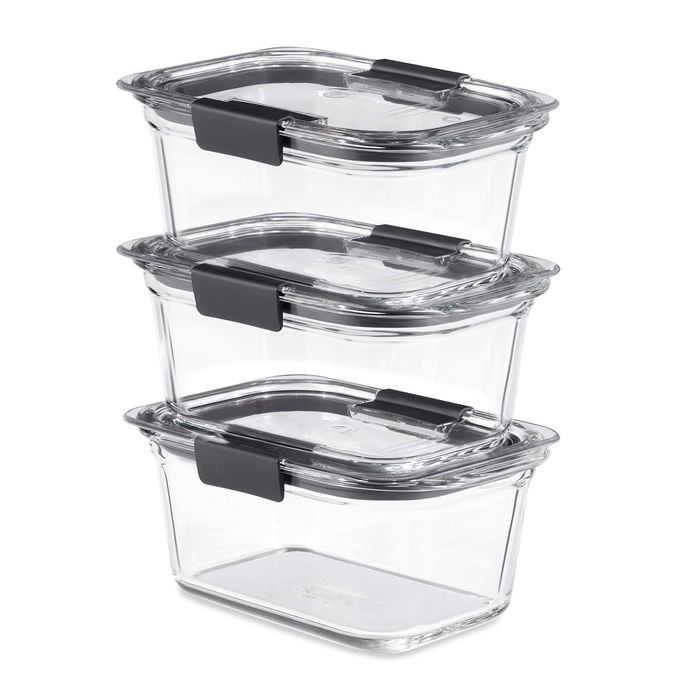 Rubbermaid Brilliance Glass Food Storage Containers, 4.7 Cup Food Containers with Lids, 3 Pack (6 Pieces Total), BPA Free and Leak Proof - Image 1