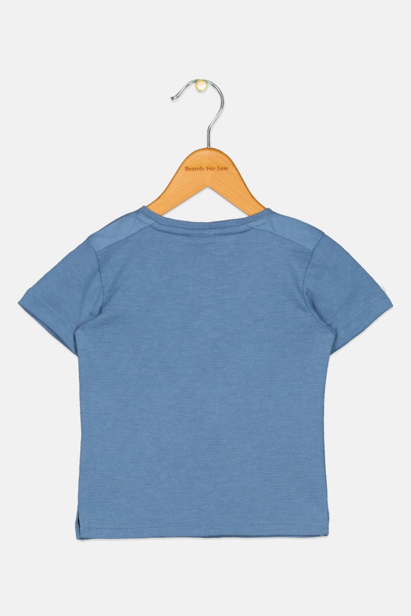 First Wave Toddlers Boy Short Sleeve Plain Top, Blue - Image 2