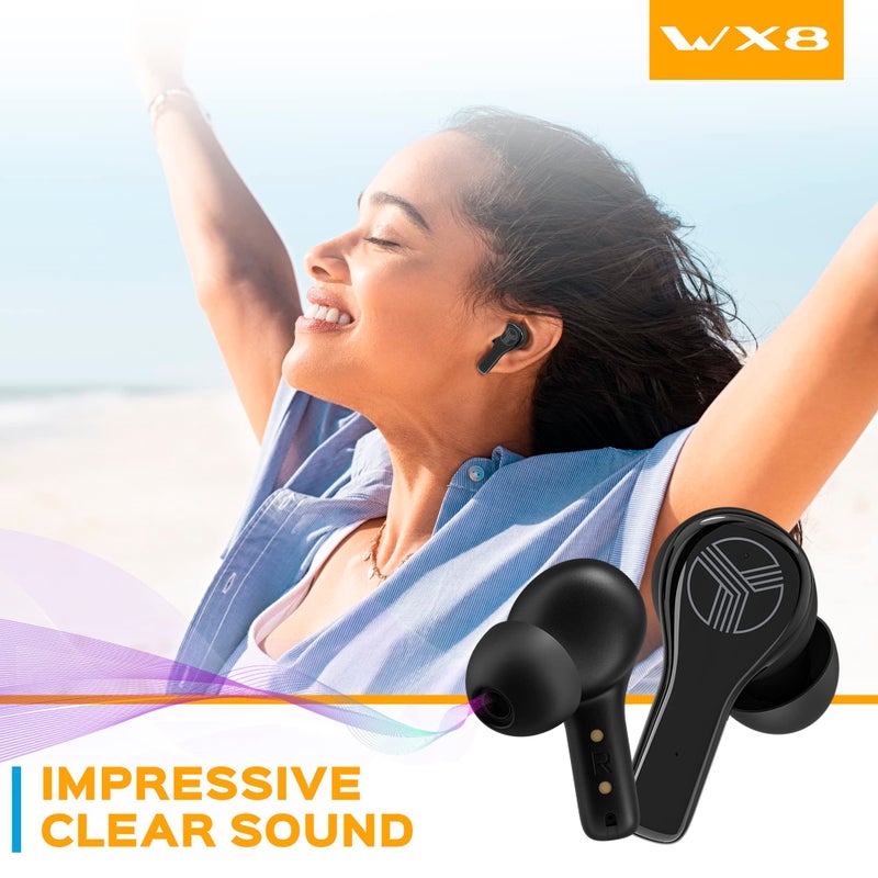 Treblab WX8 - True Wireless Earbuds with Pure Sound, Soft Silicone Ear Buds, IPX8 Waterproof, 28H Play, Wireless Charging, Noise Reduction Touch Control, In-Ear Bluetooth Headphones for Sports Running - Image 2