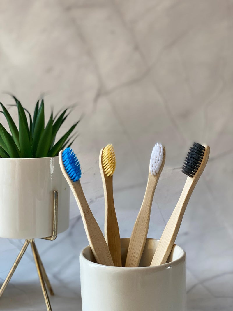 ECOMANTRAA Bamboo Toothbrush for Adults (Pack of 4) with 4 colours, Natural and organic toothbrush - Image 3