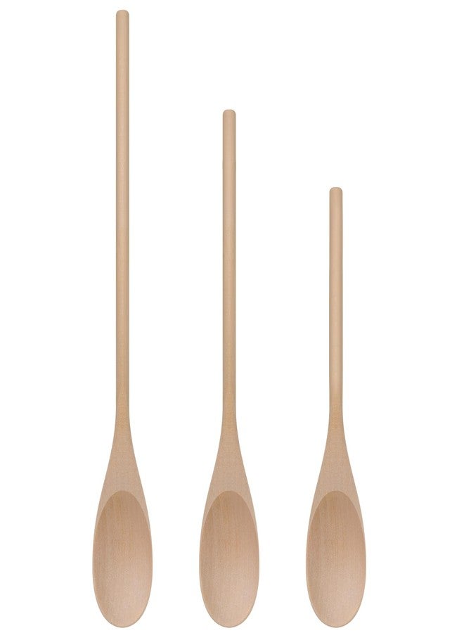 LorisArm 3PC Wooden Spoon for Cooking, Long handle 12" 10" 8" Wood Serving Spoons Set for Mixing Stirring Tasting, Maple Wood Nonstick Kitchen Utensils. - Image 1