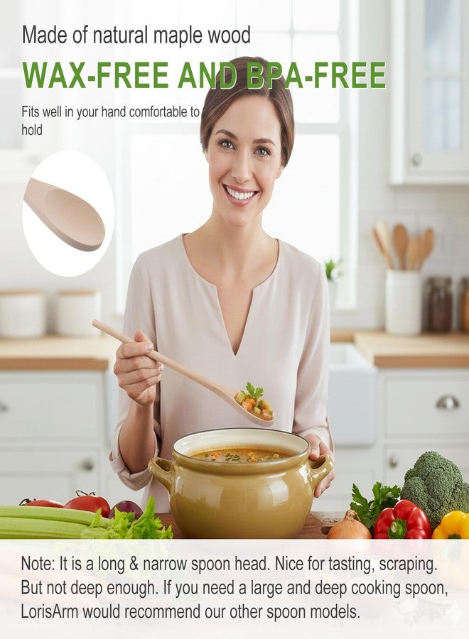 LorisArm 3PC Wooden Spoon for Cooking, Long handle 12" 10" 8" Wood Serving Spoons Set for Mixing Stirring Tasting, Maple Wood Nonstick Kitchen Utensils. - Image 3
