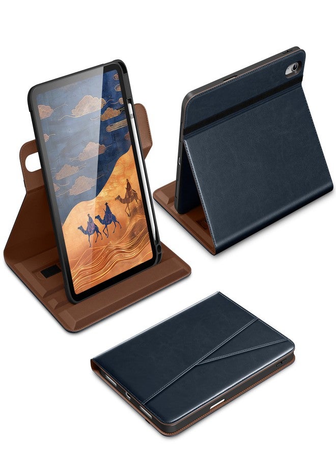 DTTO for iPad A16 Case, iPad 11th / 10th Generation Case (2025/2022), 360 Degree Rotating Premium Leather Folio Stand Cover with Pencil Holder, New Blue - Image 1