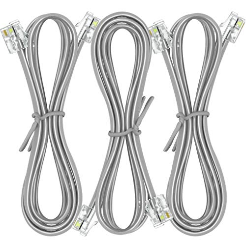 NECABLES 3Pack Phone Cord 6ft Telephone Cord Phone Cable RJ11 6P4C Male to Male for Landline and Fax - 6 Feet - Image 1