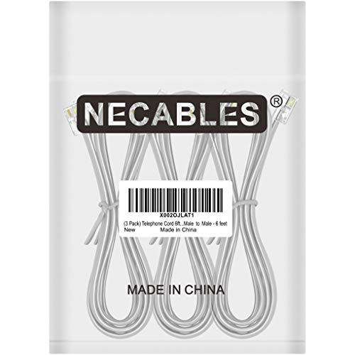 NECABLES 3Pack Phone Cord 6ft Telephone Cord Phone Cable RJ11 6P4C Male to Male for Landline and Fax - 6 Feet - Image 4