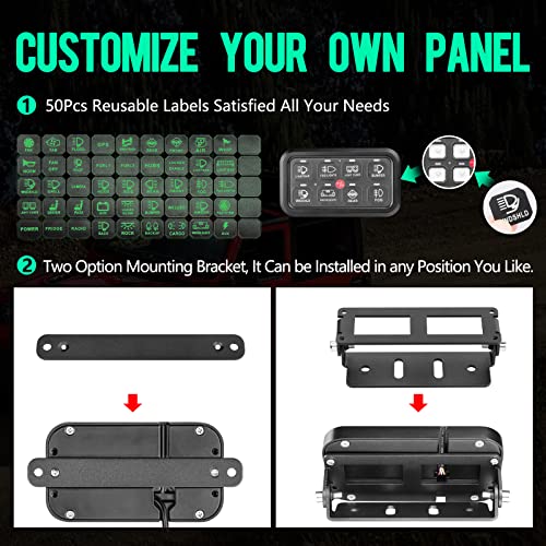 Niking Auto 8 Gang Switch Panel, Niking Auto On-Off LED Car Switch Panel Circuit Control Relay System Box Universal Slim Touch Panel Waterproof for Truck Boat ATV UTV SUV Caravan Marine Can-Am - Image 4