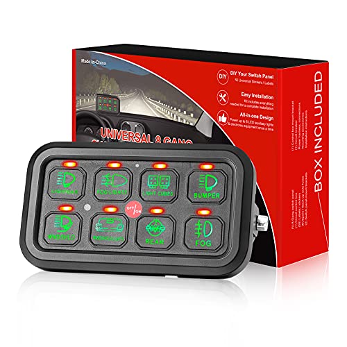 Niking Auto 8 Gang Switch Panel, Niking Auto On-Off LED Car Switch Panel Circuit Control Relay System Box Universal Slim Touch Panel Waterproof for Truck Boat ATV UTV SUV Caravan Marine Can-Am - Image 1