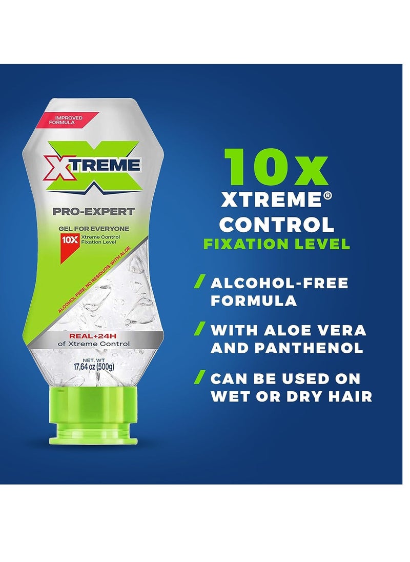 XTREME Xtreme Hair Gel Squeeze 2 Bottle Bundle Pro-Expert Clear Styling, Alcohol-Free 24-Hours Control With Aloe Vera, 17.64 oz (Pack of 2) in Bag  - Image 3