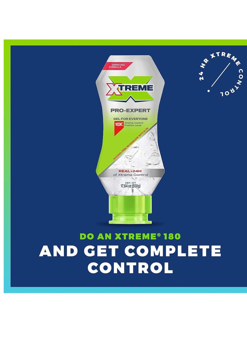 XTREME Xtreme Hair Gel Squeeze 2 Bottle Bundle Pro-Expert Clear Styling, Alcohol-Free 24-Hours Control With Aloe Vera, 17.64 oz (Pack of 2) in Bag  - Image 4