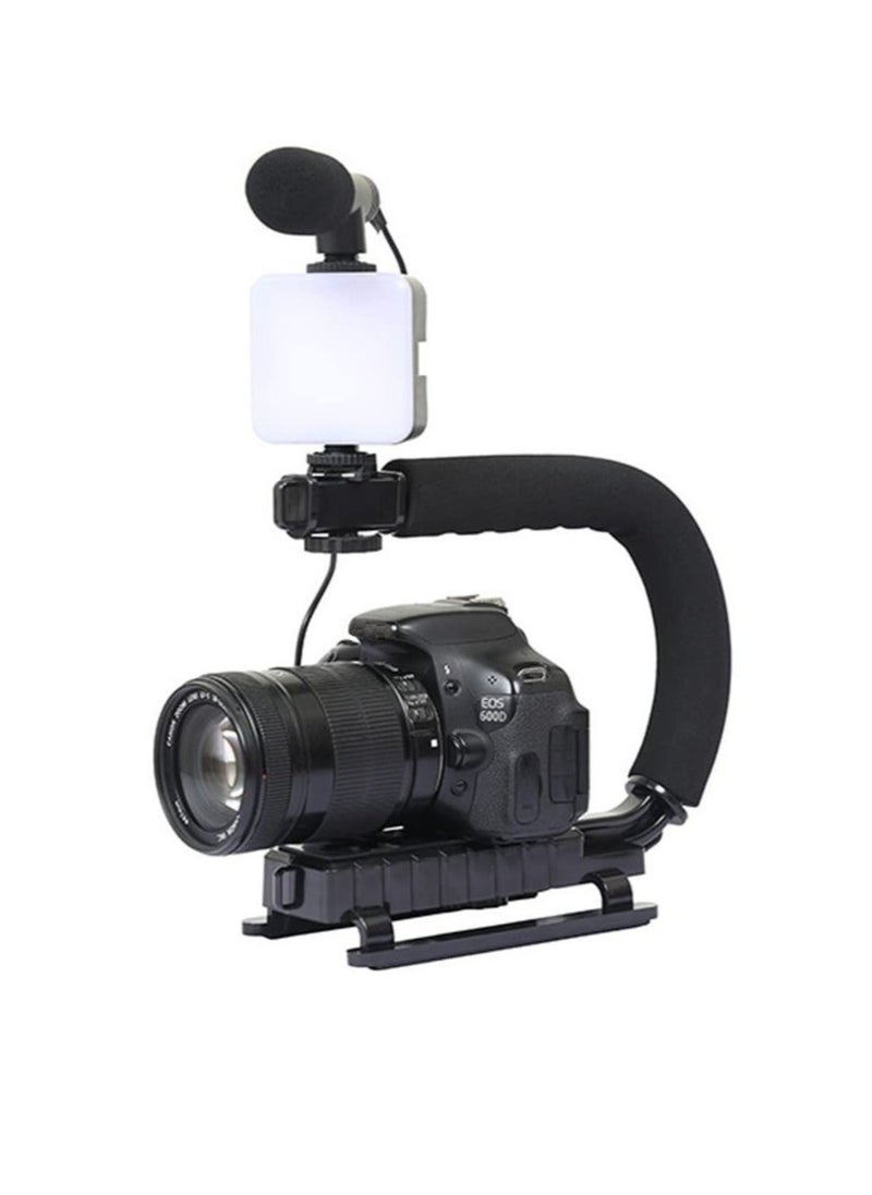 ELTRAZONE Video Tripod Set with LED Light Microphone Video Recording Kit for Smartphone Vlog Photography Set, Microphone Phone Holder for Smartphone Camera Vlogging Video Recording - Image 1