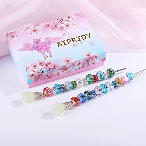 AIPRIDY 100 PCS Assorted European Beads with Copper Core Big Hole Glass Spacer No Copper Core Lampwork Colorful Beads Rhinestone Craft Beads for DIY Charm Bracelet Jewelry Making (Magnetic White Water Mark) - Image 3