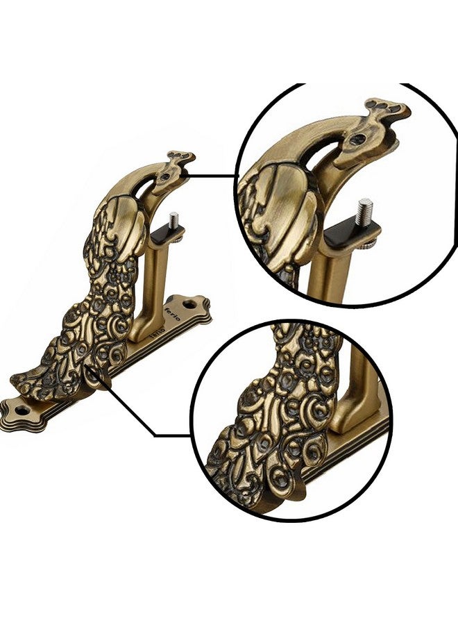 FERIO Styles Zinc Peacock Curtain Brackets/Holder for Door and Window 1 Inch Rod Brass Antique Set of 6 Pcs - Image 3