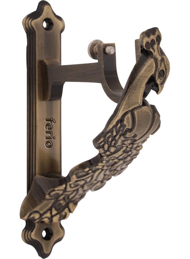 FERIO Styles Zinc Peacock Curtain Brackets/Holder for Door and Window 1 Inch Rod Brass Antique Set of 6 Pcs - Image 4