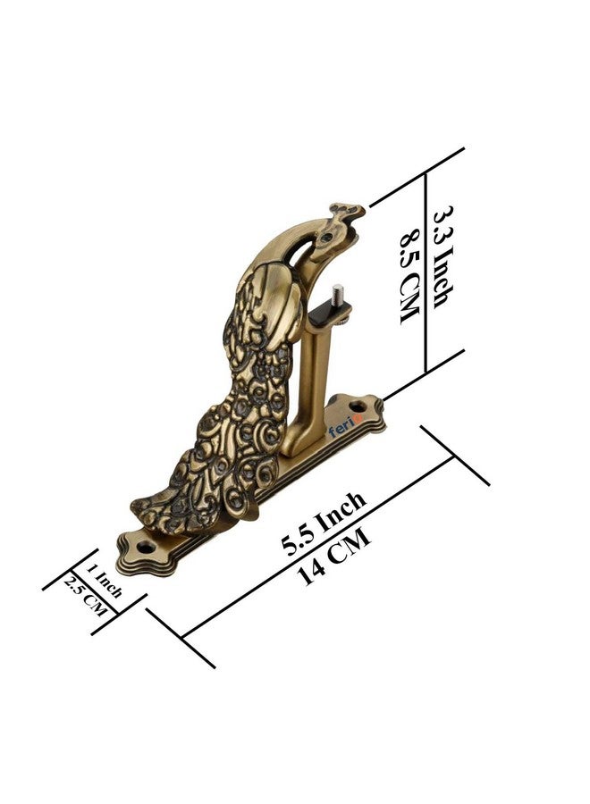 FERIO Styles Zinc Peacock Curtain Brackets/Holder for Door and Window 1 Inch Rod Brass Antique Set of 6 Pcs - Image 2