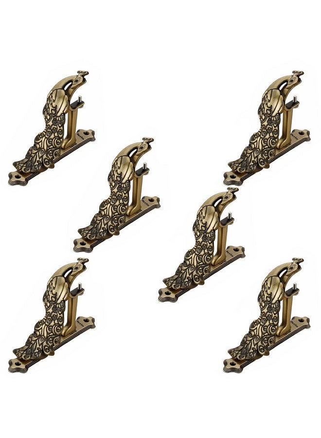FERIO Styles Zinc Peacock Curtain Brackets/Holder for Door and Window 1 Inch Rod Brass Antique Set of 6 Pcs - Image 1
