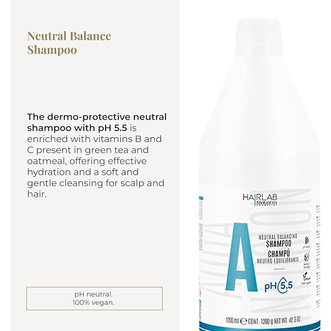 Salerm Neutral Dermoprotector Shampoo Hair Lab Neutral Balancing 1200 ml pH Neutral For All Hair Types With Vitamins B and C Moisturises and Nourishes the Scalp Anti Frizz - Image 2