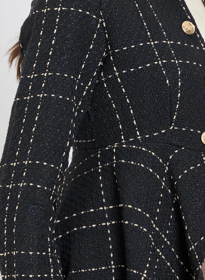 Take Two Black Tweed Buttoned Jacket