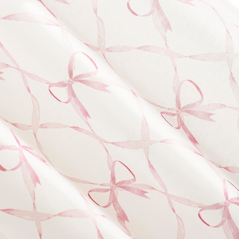 Sun Zero Romy Generation Lattice Bows Sheer Tie Top Curtain Panel, 50" x 63", Pink - Image 2