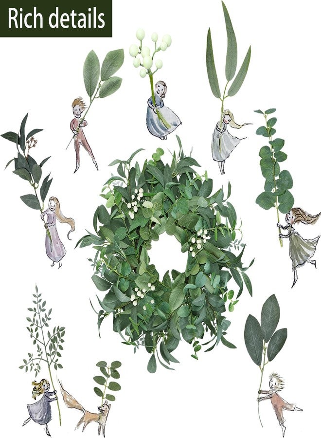 BINFEN 20"-22“ Green Eucalyptus Wreath for Front Door with White Berries - Lifelike Spring, Summer, Fall, and Winter Farmhouse Home Decor for Porch, Window, Wall, and Fireplace - Image 2